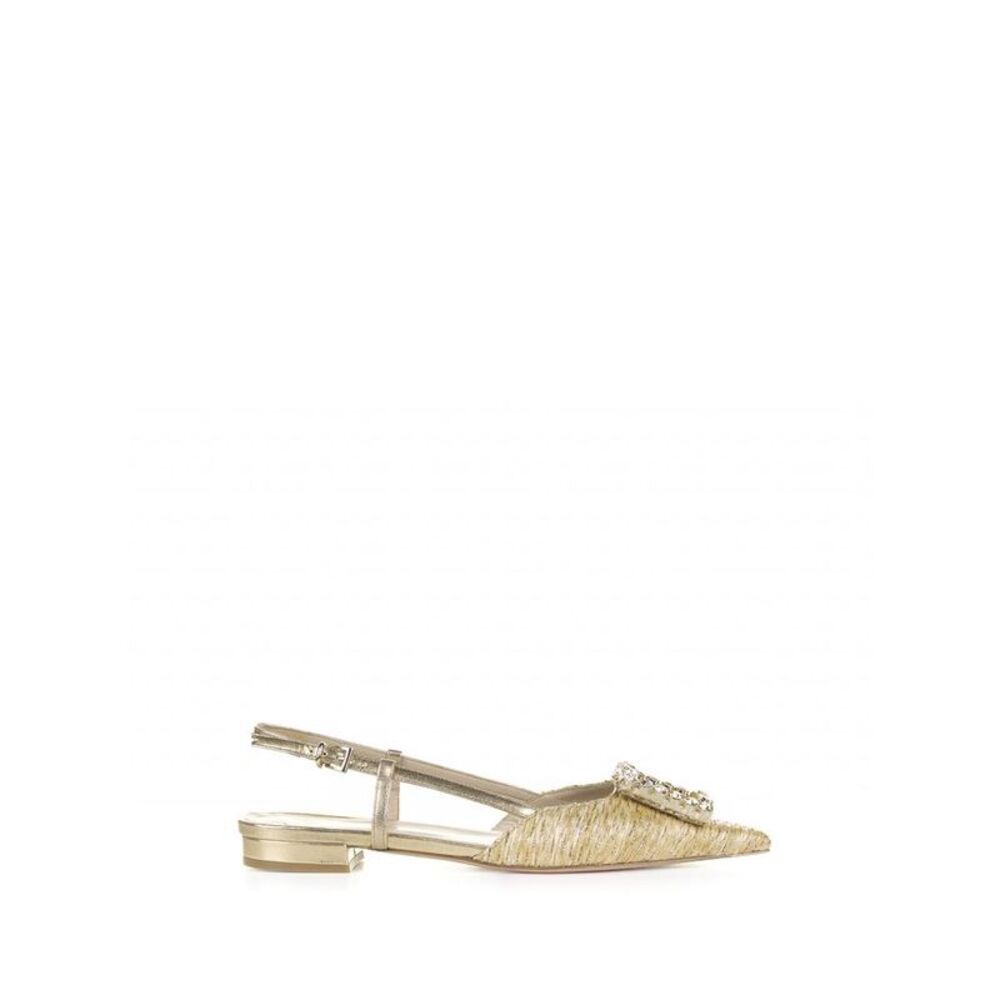 ROBERTO FESTA Women's Pointed Toe Flat Slingback Sandals with Embellished Buckle